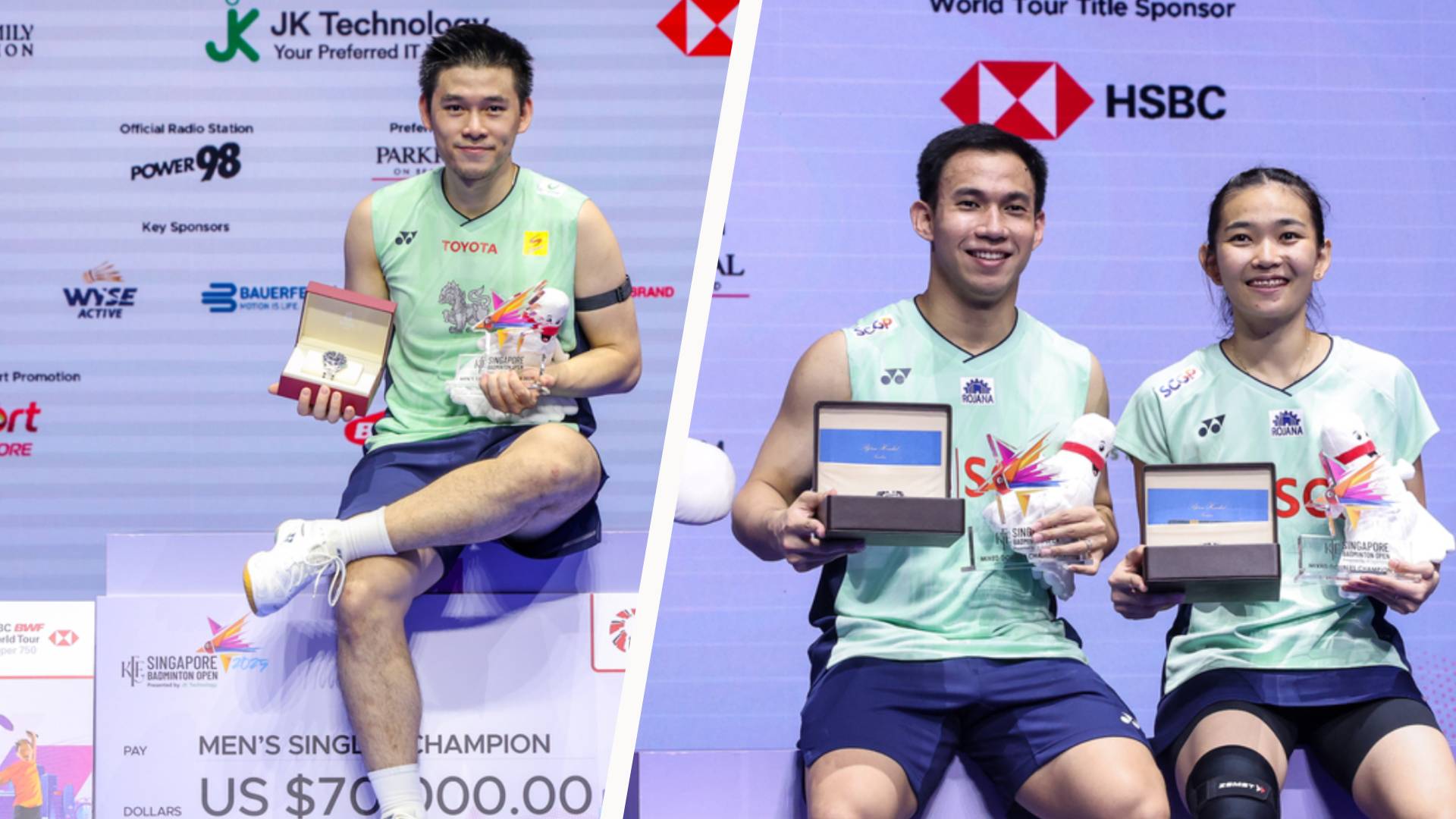 2นักแบดไทย วิว และบาส-เฟม คว้าแชมป์ Singapore Open 2025